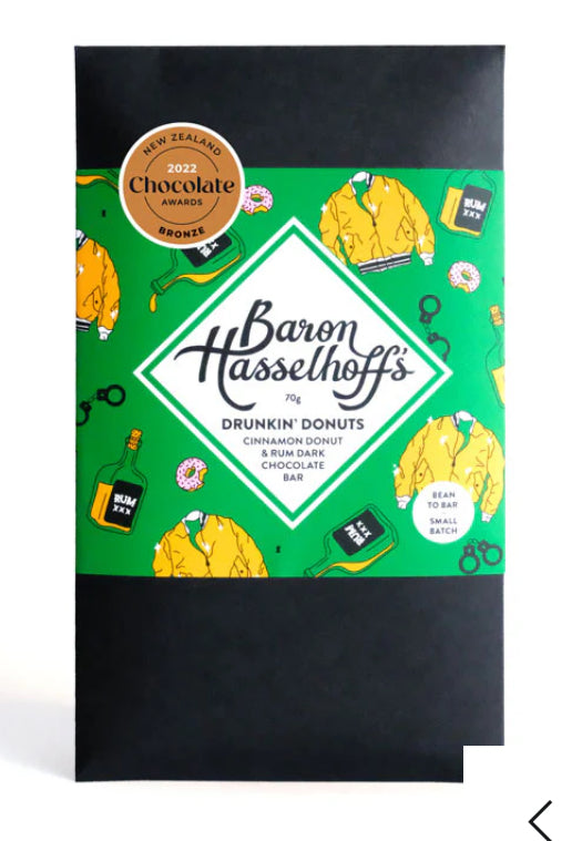 **sale** Baron Hasselhoff - Drunk'n Donuts CINNAMON DONUT AND RUM DARK CHOCOLATE BAR