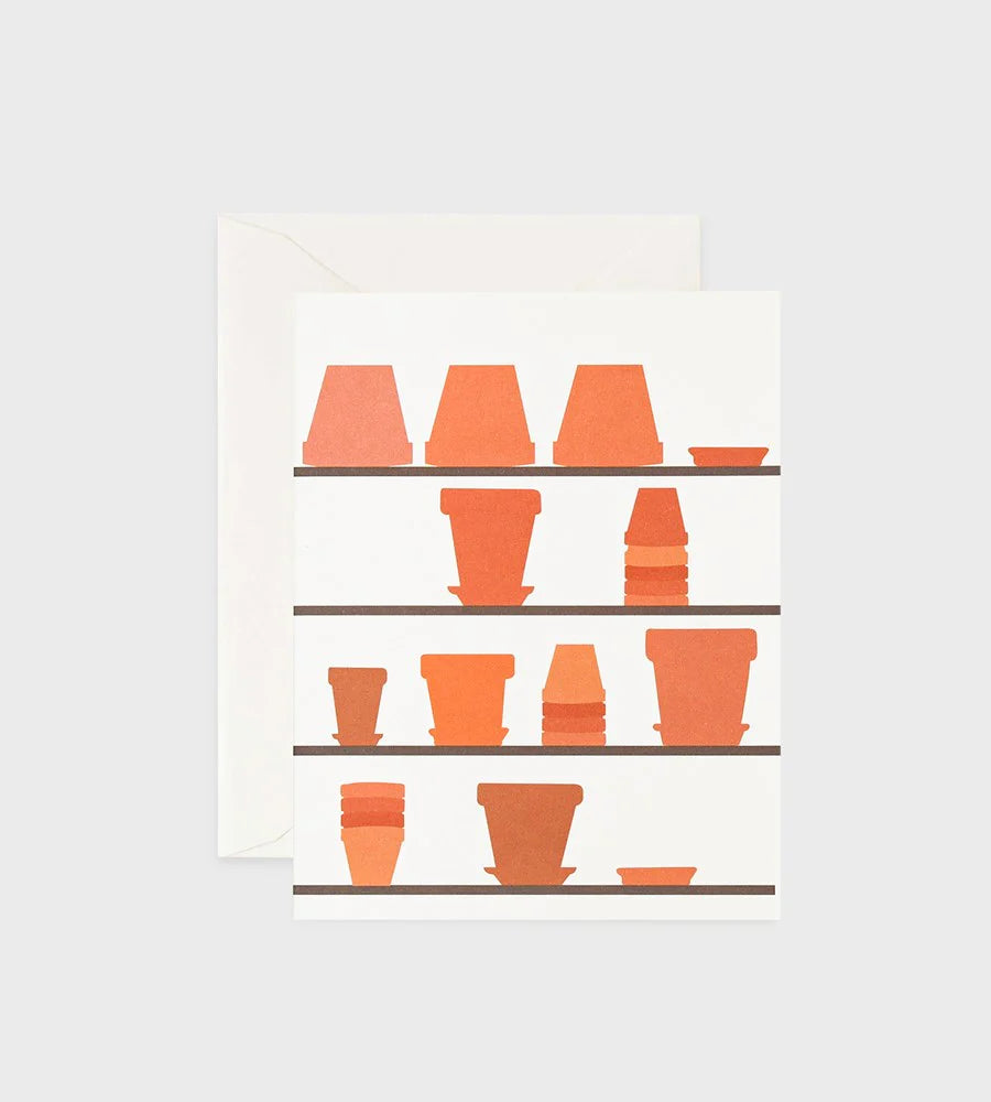 Father Rabbit Stationery Empty Pots On Shelves Card