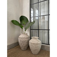 Lombok Urn Beaded Rustic White (Medium) 40x50cm