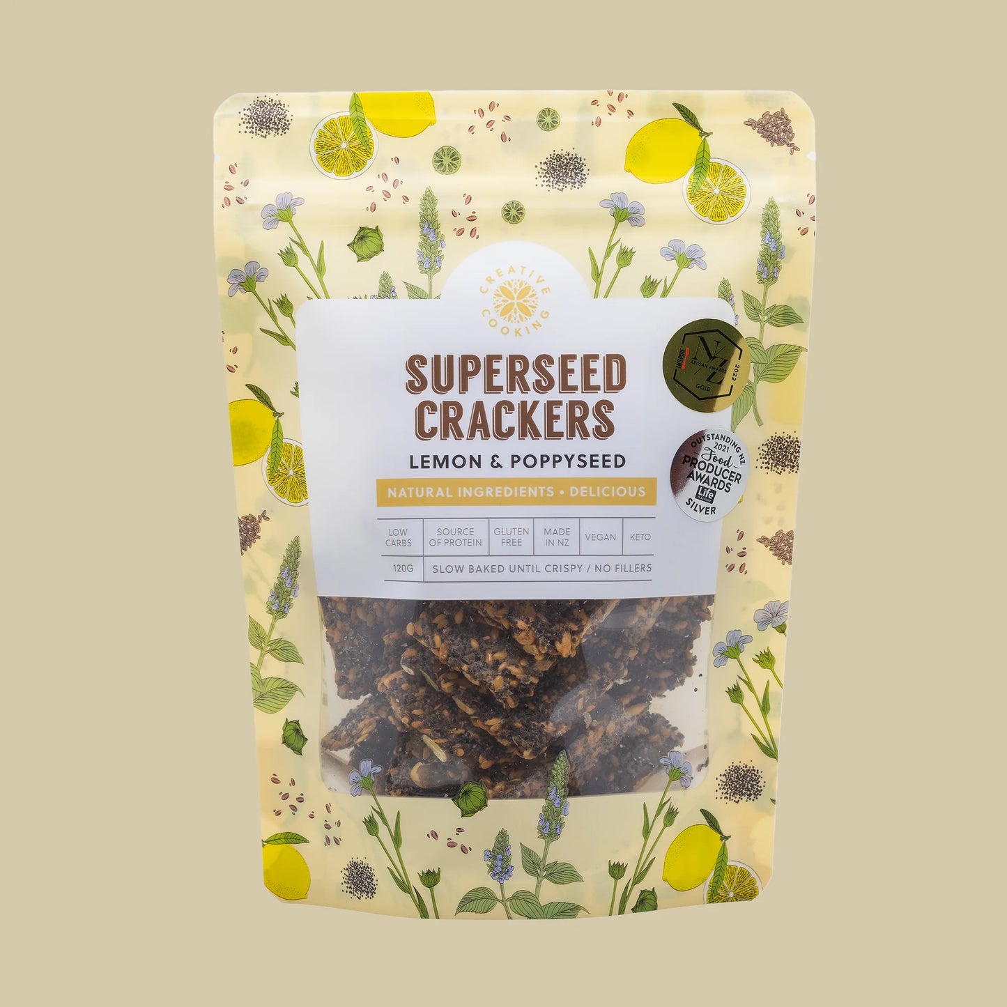 Superseed Crackers - Lemon and Poppy Seed (120g)