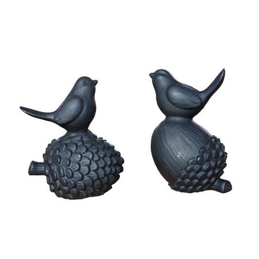 Black Iron Birds on Acorns and Pinecone