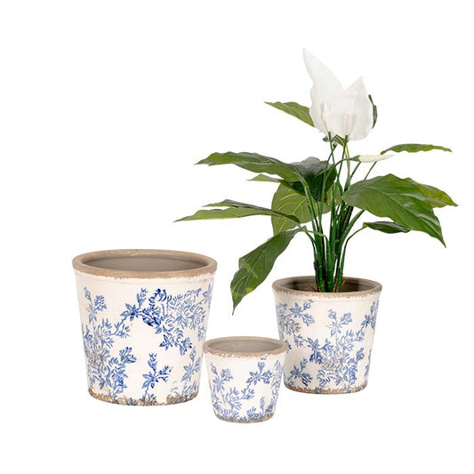 Floral Blue Pot (3 sizes)
