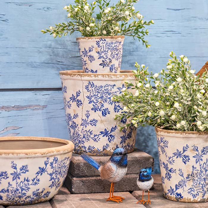 Floral Blue Pot (3 sizes)