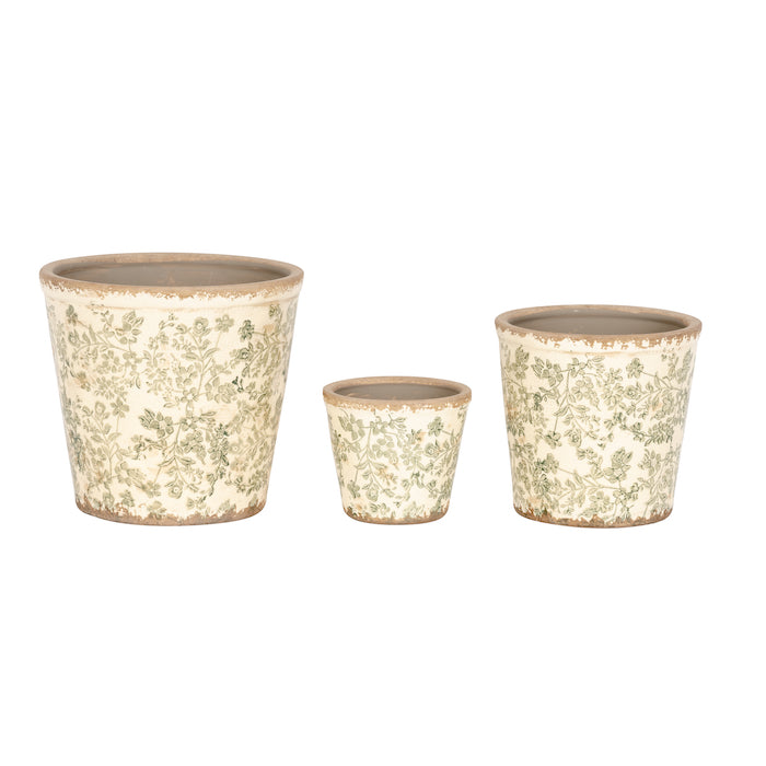 Floral Green Pot (3 sizes)