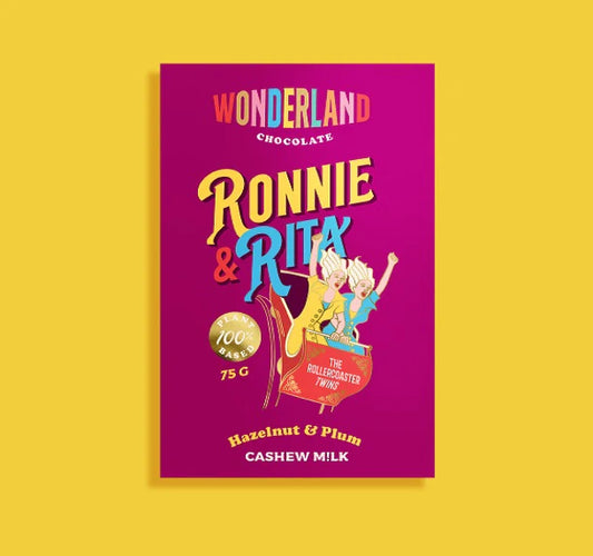 Wonderland Chocolate - Ronnie & Rita (Hazelnut & Plum Cashew Milk Chocolate)