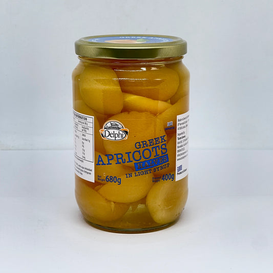 Greek Apricots halves in light syrup 680g - Delphi