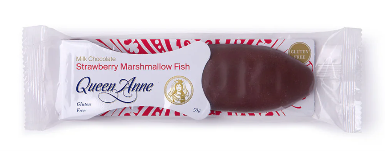 Queen Anne Chocolate -  Dark Chocolate Strawberry Marshmallow Fish