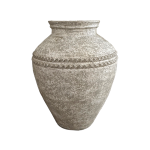 Lombok Urn Beaded Rustic White (Medium) 40x50cm