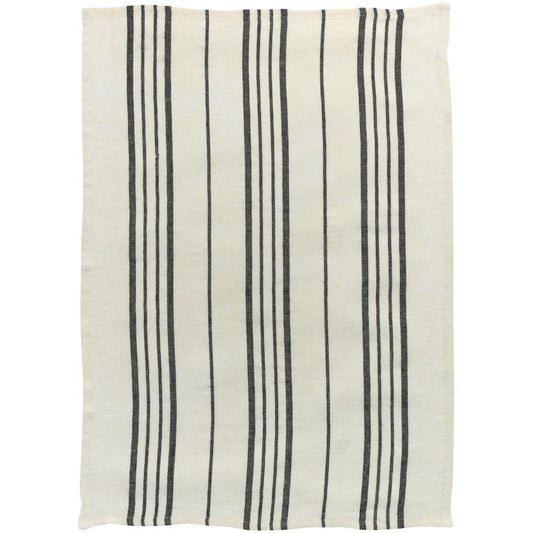 Karma Tea Towel Pure Linen Black Stripe