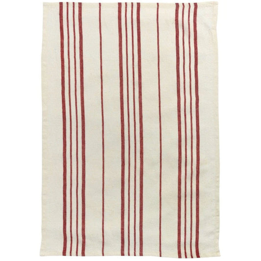 Karma Tea Towel Pure Linen Red Stripe